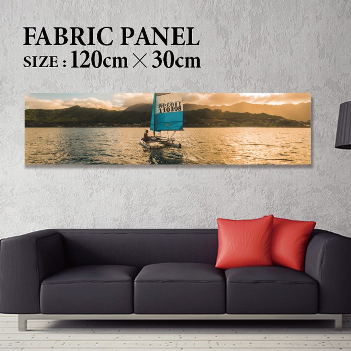 ファブリックパネル 120ｘ30cm 飾るだけでお洒落に！ アートパネル ヤシ 部屋 インテリア アート パネル ボード 雑貨 フレーム 人気 壁掛け サーフ DIY インテリア オシャレ ソファー ウォール 北欧 壁紙 空 サーフィン 雲 青空 綺麗 青 水色 海 うみ｜Jiggy Box