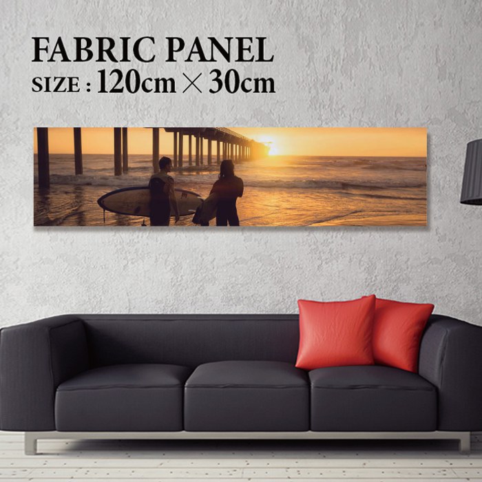ファブリックパネル 120ｘ30cm 飾るだけでお洒落に！ アートパネル ヤシ 部屋 インテリア アート パネル ボード 雑貨 フレーム 人気 壁掛け サーフ DIY インテリア オシャレ ソファー ウォール 北欧 壁紙 空 サーフィン 雲 青空 綺麗 青 水色 海 うみ