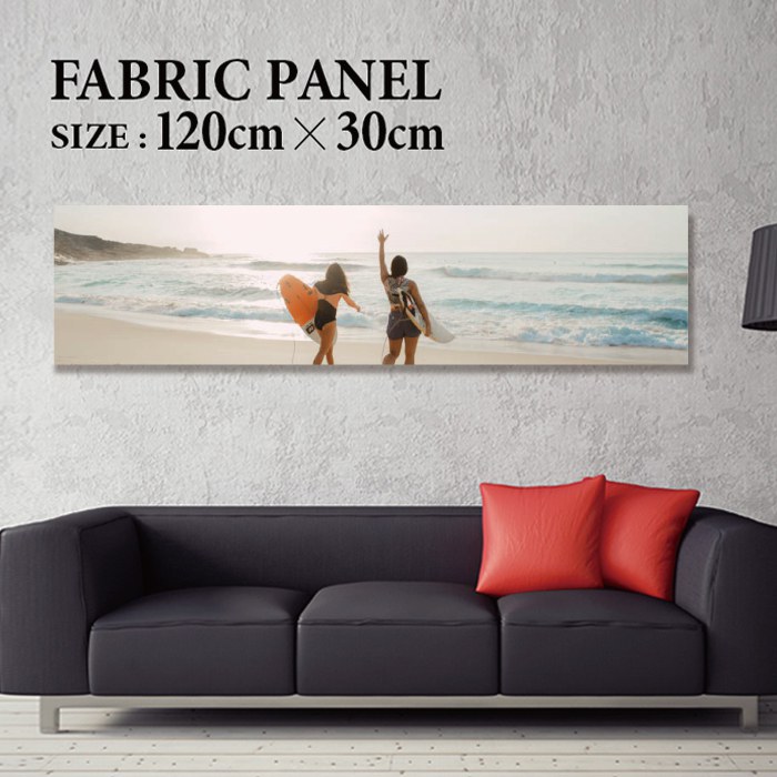 ファブリックパネル 120ｘ30cm 飾るだけでお洒落に！ アートパネル ヤシ 部屋 インテリア アート パネル ボード 雑貨 フレーム 人気 壁掛け サーフ DIY インテリア オシャレ ソファー ウォール 北欧 壁紙 空 サーフィン 雲 青空 綺麗 青 水色 海 うみ
