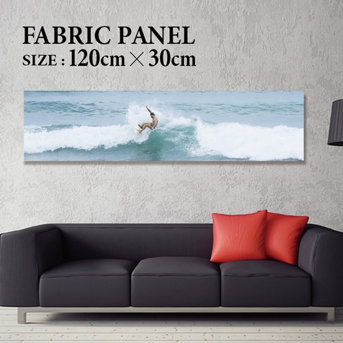 ファブリックパネル 120ｘ30cm 飾るだけでお洒落に！ アートパネル ヤシ 部屋 インテリア アート パネル ボード 雑貨 フレーム 人気 壁掛け サーフ DIY インテリア オシャレ ソファー ウォール 北欧 壁紙 空 サーフィン 雲 青空 綺麗 青 水色 海 うみ