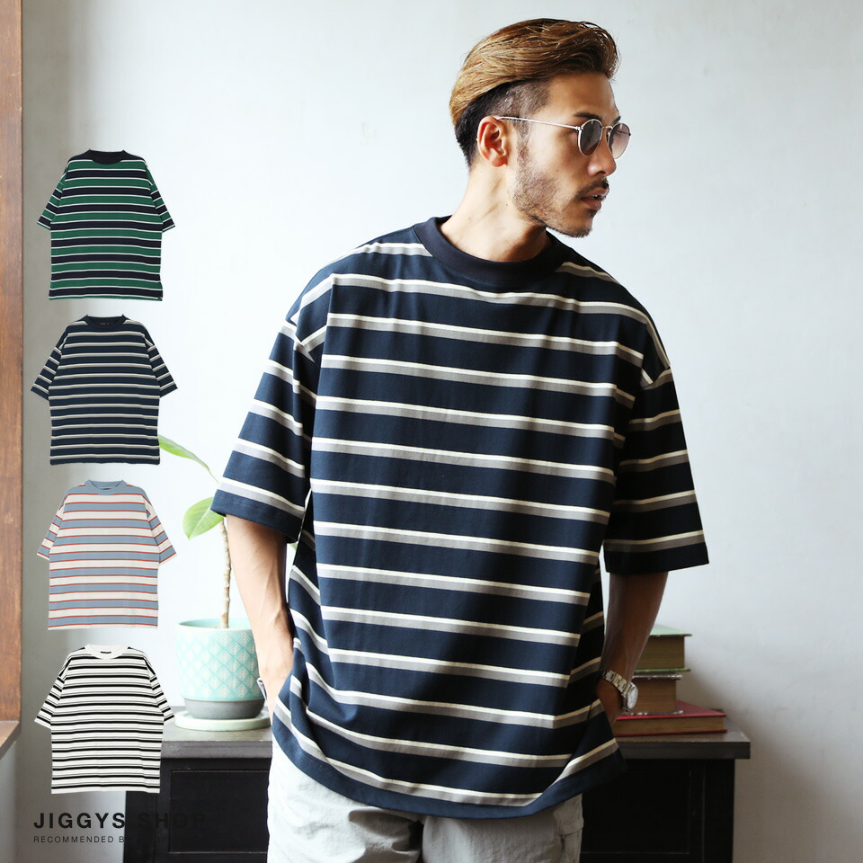 楽天市場 ボーダーモックネックtシャツ 5分袖 Tシャツ メンズ 五分袖 カットソー トップス メンズファッション 夏 夏服 夏物 モックネック 綿 柄 ボーダー 夏 夏服 夏物 ネイビー ブラック ホワイト Jiggys Shop