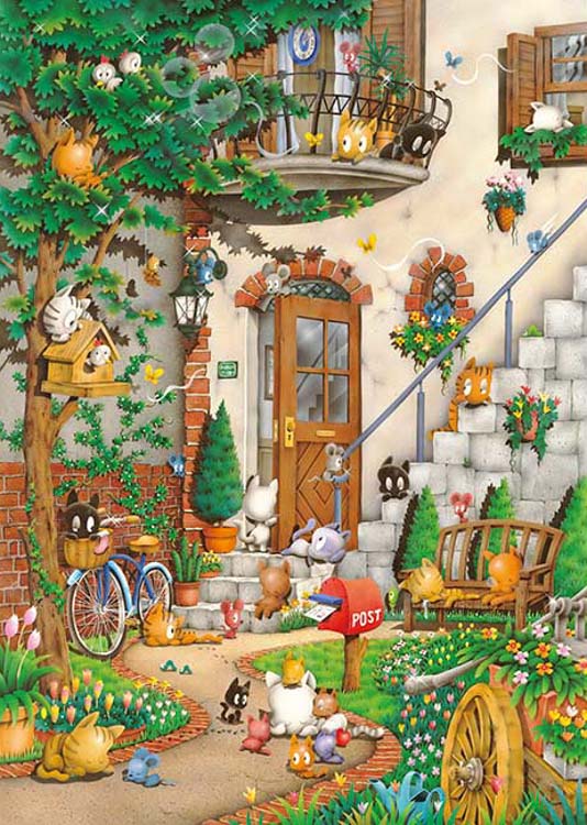 ジグソーパズル APP-500-306 スリーピング キャッツ(芳岡ひでき) 500ピース アップルワン パズル Puzzle ギフト 誕生日 プレゼント 誕生日プレゼント画像