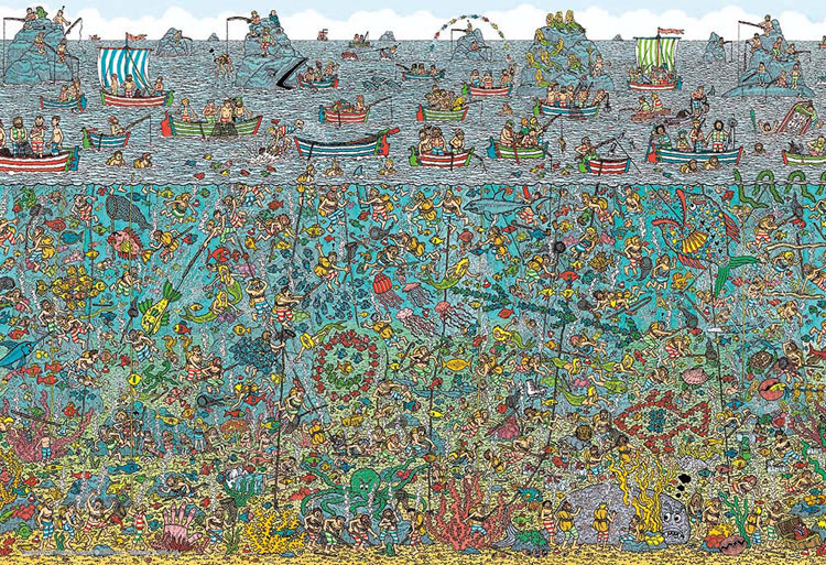 ジグソーパズル 1000ピース Where's Wally？ 深海のダイバー(ウォーリーをさがせ) BEV-M81-731 ビバリー パズル Puzzle マイクロピース ギフト 誕生日 プレゼント 誕生日プレゼント画像