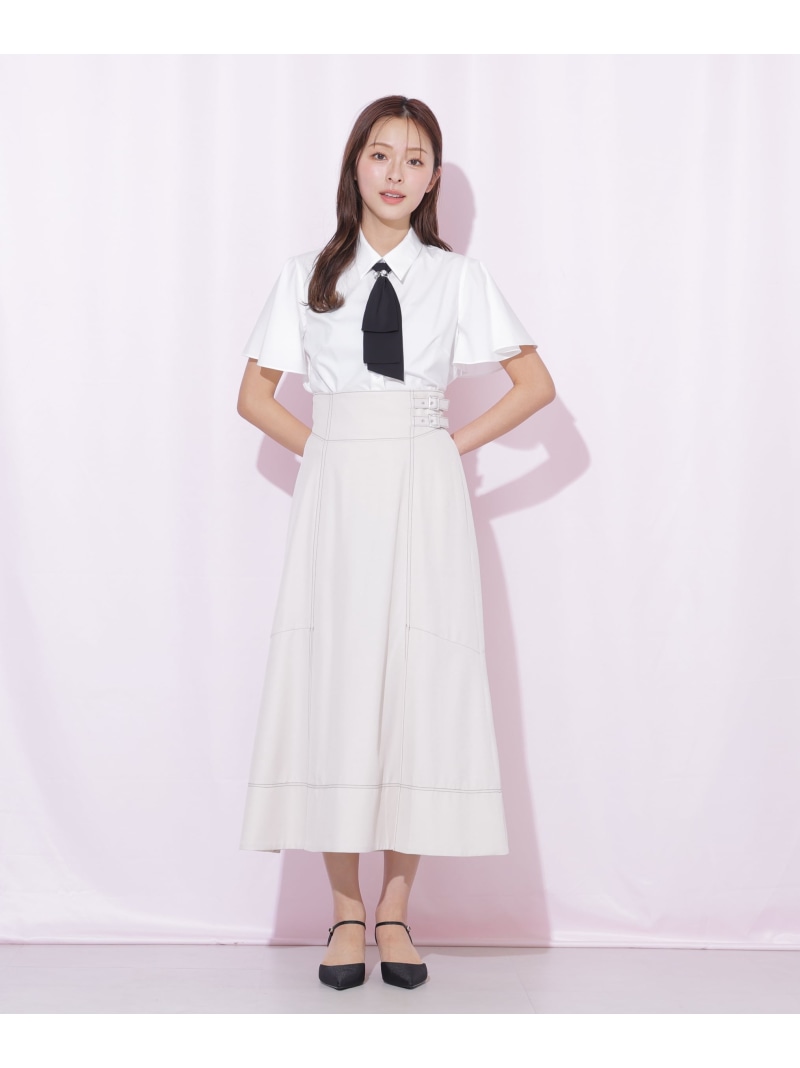 バイカラーステッチAラインフレアスカート JILL by JILL STUART ジル バイ ジル スチュアート スカート その他のスカート グレー ベージュ ネイビー【送料無料】[ Fashion]