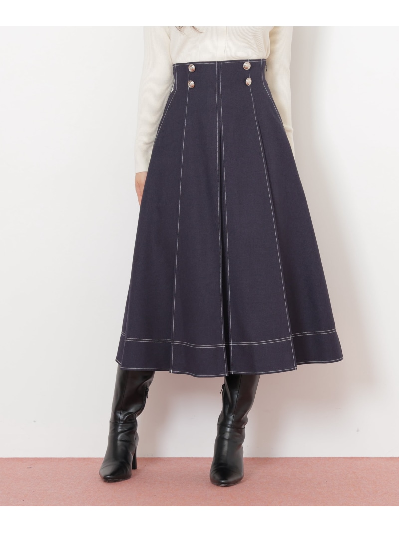 フロント釦配色ステッチスカート JILL by JILL STUART ジル バイ ジル スチュアート スカート その他のスカート ベージュ グレー ネイビー【送料無料】[ Fashion]