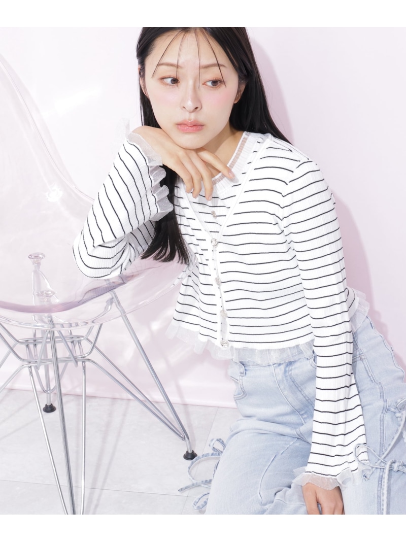 シアートリムショートカーディガン JILL by JILL STUART ジル バイ ジル スチュアート トップス ニット ピンク ホワイト ブラック【送料無料】[ Fashion]｜JILL by JILL STUART