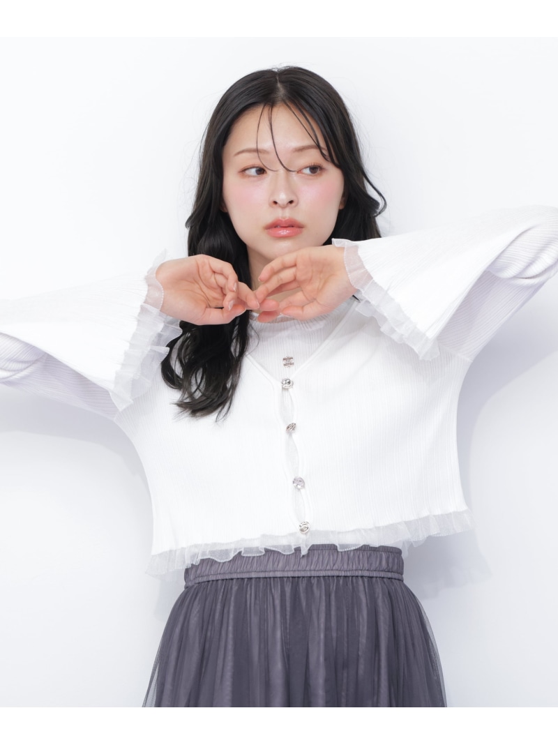 シアートリムショートカーディガン JILL by JILL STUART 内鰓 バイ 内鰓 スチュアート トップス 編み物 サクラ色 白いこと 黒いこと【先んずる取っておく】*【貨物輸送無料】[ Fashion]