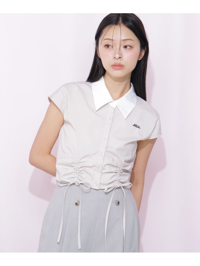 ドロストビスチェフレンチスリーブシャツ JILL by JILL STUART ジル バイ ジル スチュアート トップス シャツ・ブラウス ベージュ ブルー ホワイト【送料無料】[ Fashion]｜JILL by JILL STUART