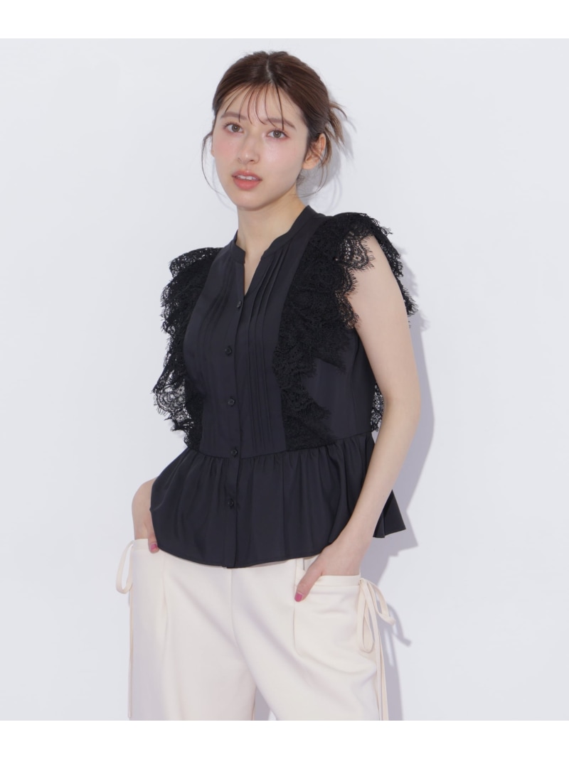 レースフリルペプラムブラウス JILL by JILL STUART 内鰓 バイ 内鰓 スチュアート トップス プルオーバー・トップ 白いこと 黒いこと 青碧【貨物輸送無料】[ Fashion]