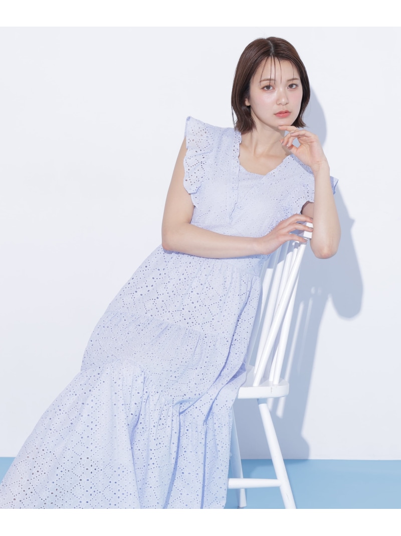 カットワークティアードワンピース JILL by JILL STUART ジル バイ ジル スチュアート ワンピース・ドレス ワンピース ホワイト ブラック ブルー【先行予約】*【送料無料】[ Fashion]