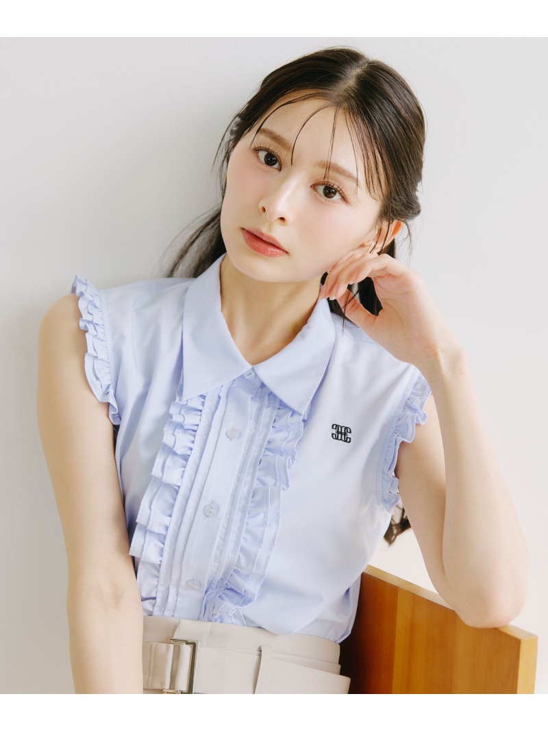 クロップドフリルブラウス JILL by JILL STUART 内鰓 バイ 内鰓 スチュアート トップス ティーシャツ・トップ 白いこと 青碧【貨物輸送無料】[ Fashion]