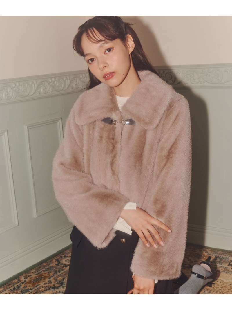 フェイクファーショートジャケット JILL by JILL STUART ジル バイ ジル スチュアート ジャケット・アウター その他のジャケット・アウター ブラウン ホワイト グレー【送料無料】[ Fashion]｜JILL by JILL STUART