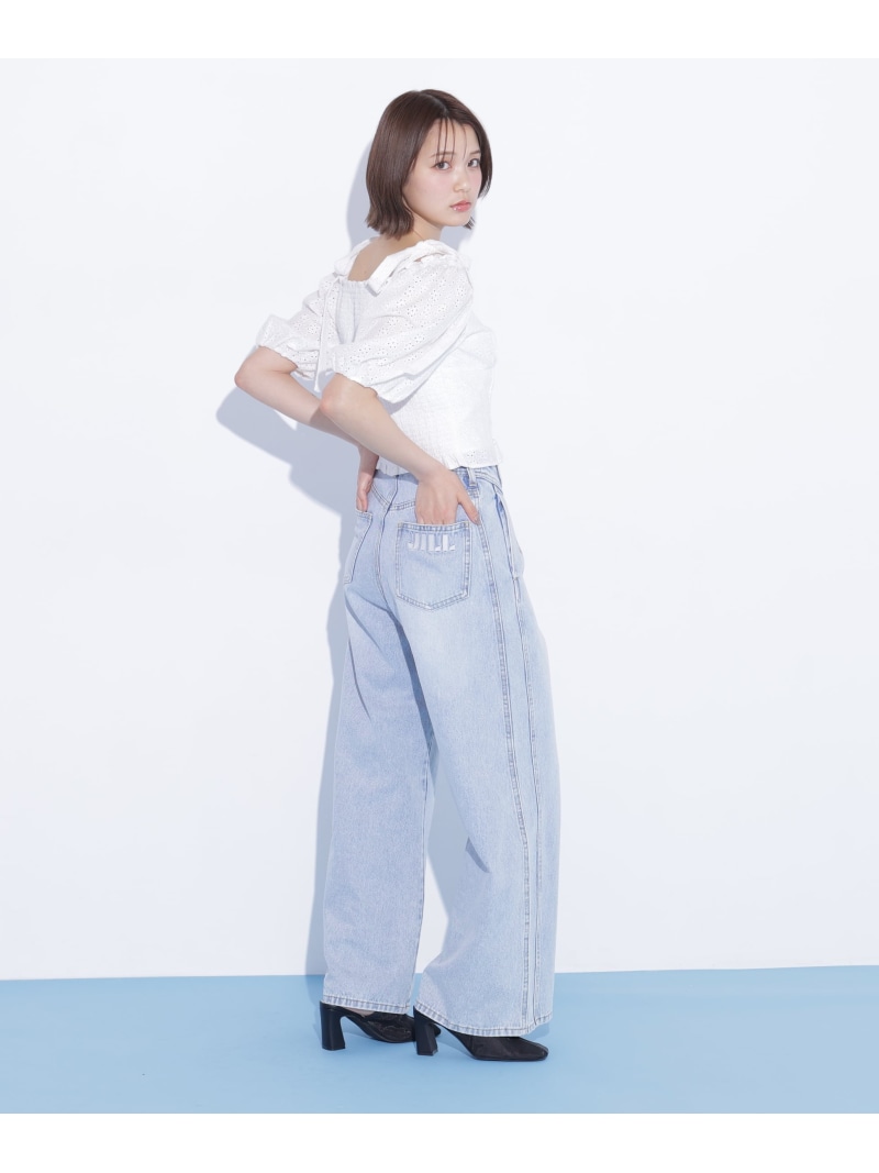 築き上げるパネルワイドデニム JILL by JILL STUART 内鰓 バイ 内鰓 スチュアート ズボン下 余分の物のズボン下 青碧 薄墨色【貨物輸送無料】[ Fashion]