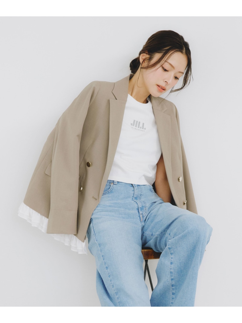 セットアップ相応うドライタッチフリルヘムジャケット JILL by JILL STUART 内鰓 バイ 内鰓 スチュアート ジャケット・アウター テーラードジャケット・ブレザー 赤銅色 ベージュ 薄墨色【貨物輸送無料】[ Fashion]