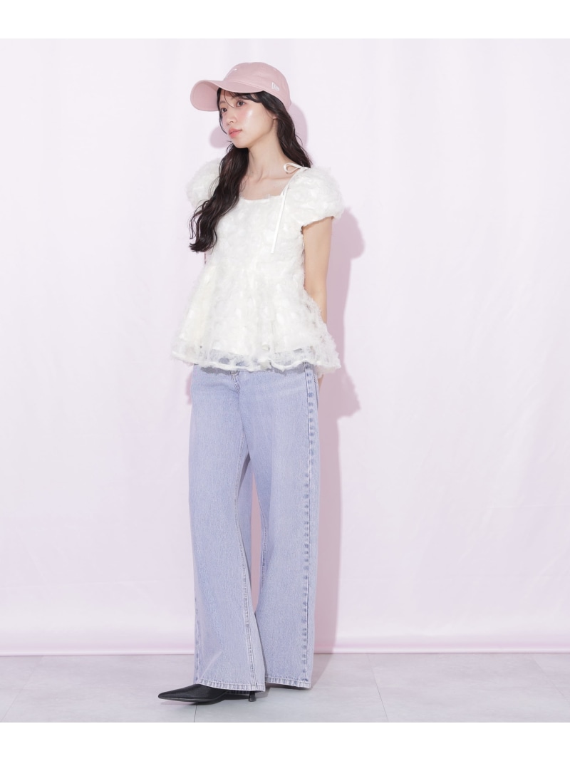 ウエストフリルワイドデニムパンツ JILL by JILL STUART ジル バイ ジル スチュアート パンツ その他のパンツ ピンク ブルー【先行予約】*【送料無料】[ Fashion]｜JILL by JILL STUART