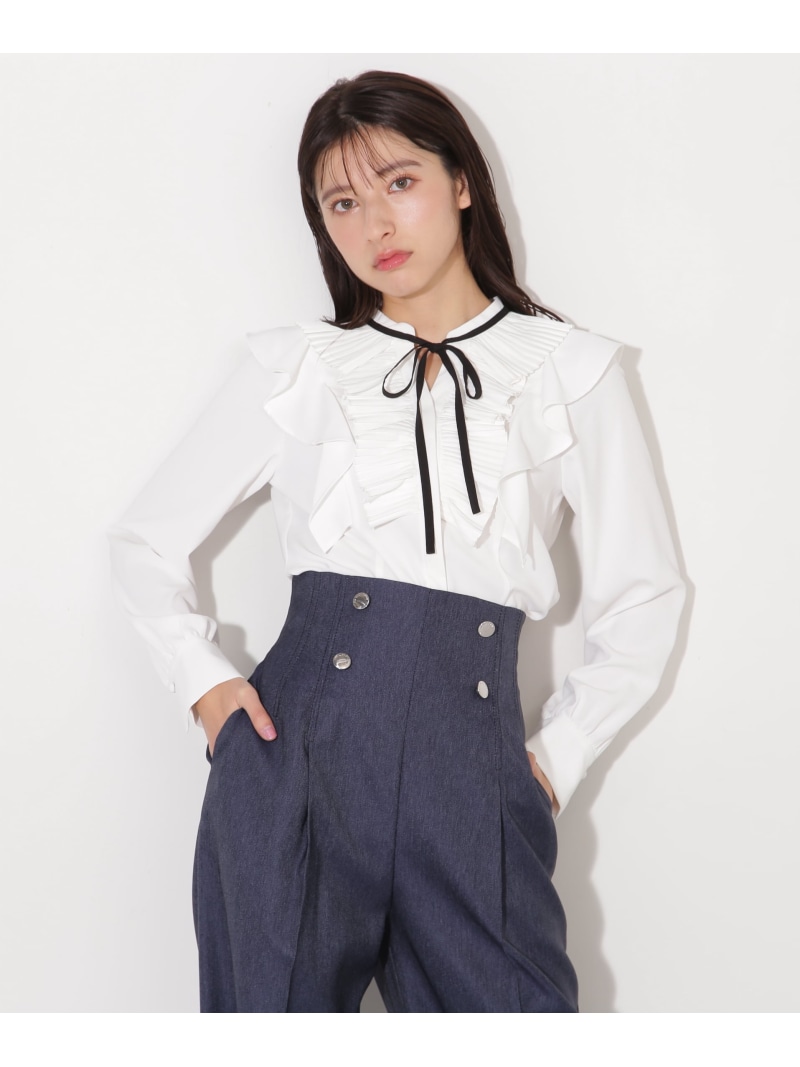 プリーツフリルリボンタイブラウス JILL by JILL STUART ジル バイ ジル スチュアート トップス シャツ・ブラウス ピンク ホワイト ブルー【送料無料】[ Fashion]
