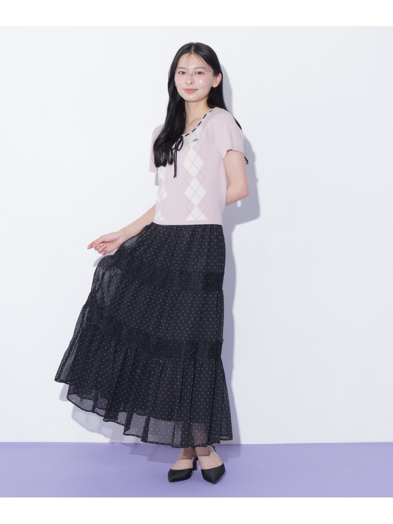 レース切り替えティアードスカート JILL by JILL STUART ジル バイ ジル スチュアート スカート その他のスカート ブラック ホワイト【先行予約】*【送料無料】[ Fashion]｜JILL by JILL STUART