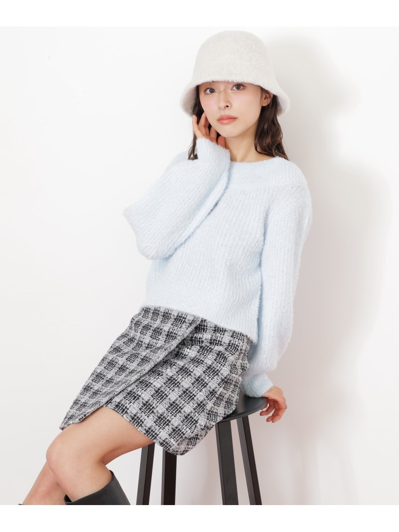 【SALE／37%OFF】フィルムラメオフショルニット JILL by JILL STUART ジル バイ ジル スチュアート トップス ニット ブルー ベージュ ピンク【RBA_E】【送料無料】[ Fashion]