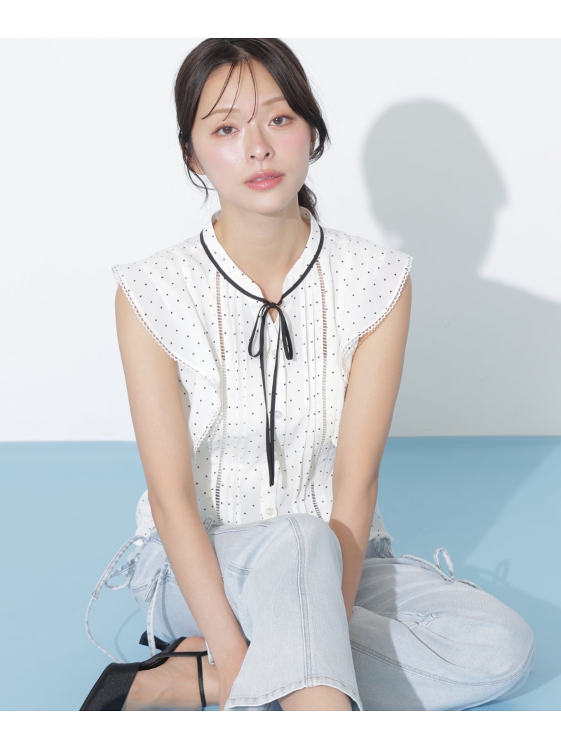ハシゴレースフリル袖ブラウス JILL by JILL STUART ジル バイ ジル スチュアート トップス シャツ・ブラウス ブルー ホワイト ベージュ【送料無料】[ Fashion]｜JILL by JILL STUART