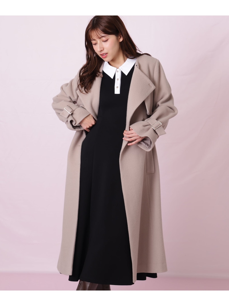 【SALE／30%OFF】ノーカラードレストレンチコート JILL by JILL STUART ジル バイ ジル スチュアート ジャケット・アウター その他のジャケット・アウター ピンク ブラウン ブラック【RBA_E】【送料無料】[ Fashion]｜JILL by JILL STUART