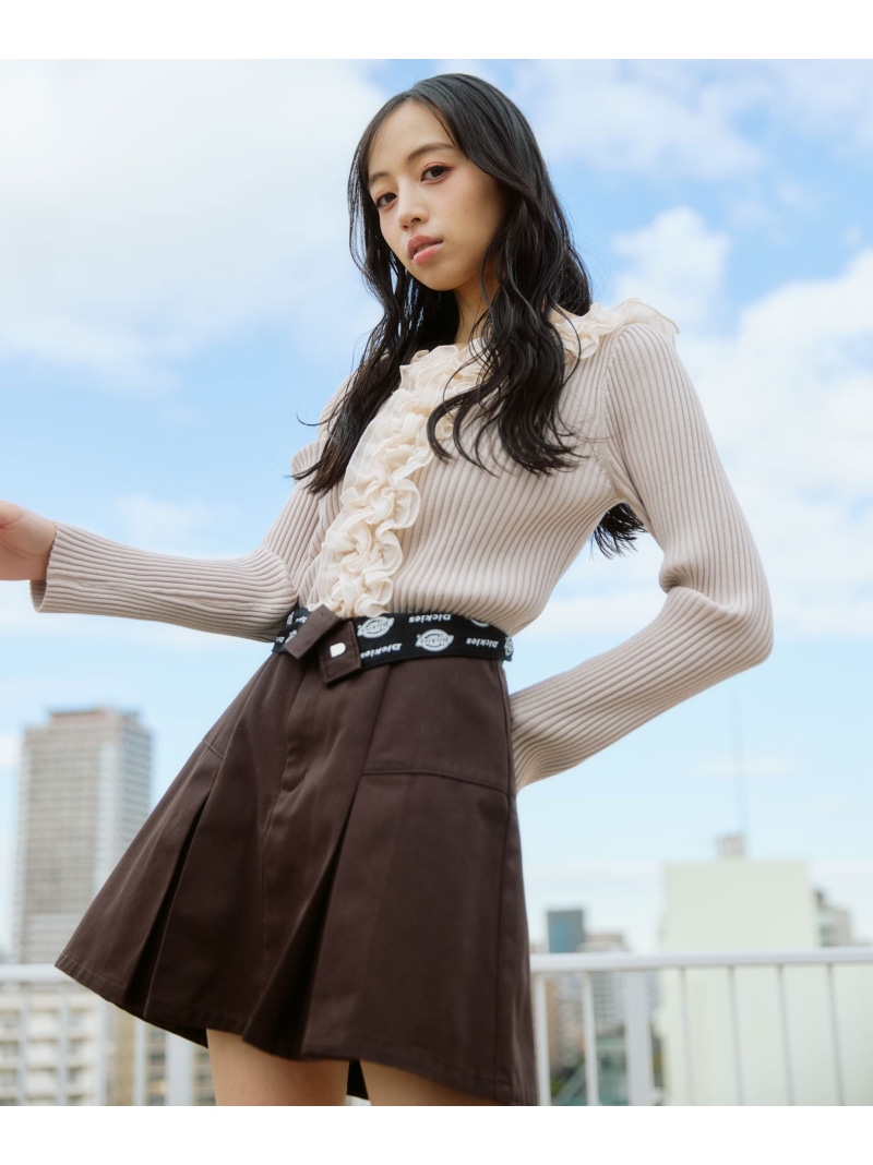 【SALE／30%OFF】「Dickies × JILL by JILL STUART」別注タックミニスカート JILL by JILL STUART 内鰓 バイ 内鰓 スチュアート スコート 余分の物のスコート 赤銅色 ベージュ 薄墨色【RBA_E】【貨物輸送無料】[ Fashion]