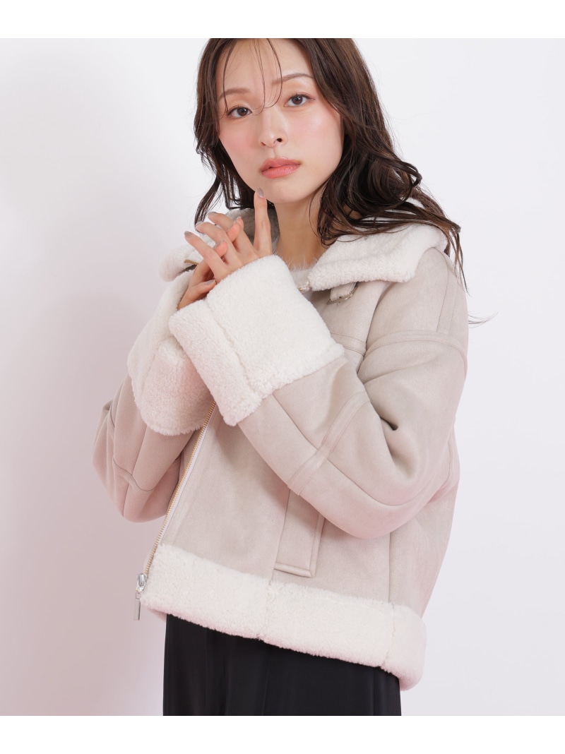 フェイクムートンフライトジャケット JILL by JILL STUART ジル バイ ジル スチュアート ジャケット・アウター テーラードジャケット・ブレザー ピンク【送料無料】[ Fashion]