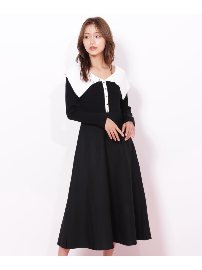 【SALE／49%OFF】ビッグカラーニットワンピース JILL by JILL STUART 内鰓 バイ 内鰓 スチュアート 衣裳・御召しもの 衣裳 さくら色 ベージュ 黒いこと【RBA_E】【貨物輸送無料】[ Fashion]
