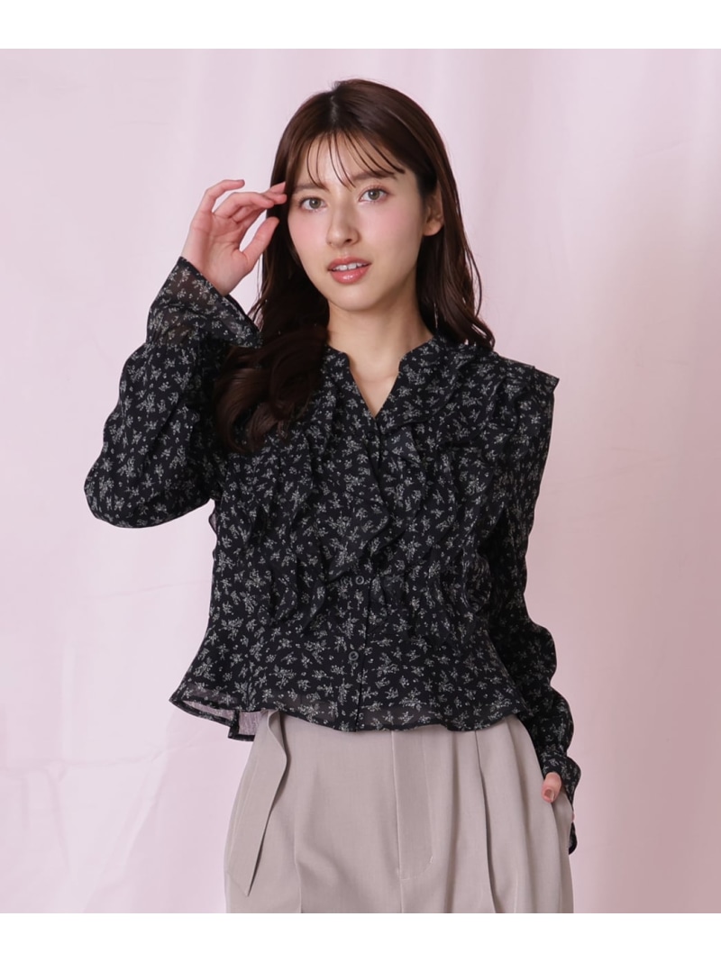 小花プリントフリルブラウス JILL by JILL STUART ジル バイ ジル スチュアート トップス シャツ・ブラウス イエロー ブラック パープル【送料無料】[ Fashion]