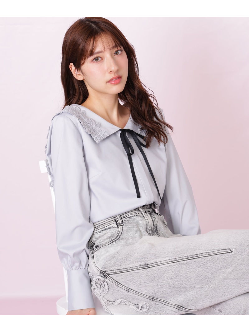 レースセーラーカラーブラウス JILL by JILL STUART ジル バイ ジル スチュアート トップス シャツ・ブラウス ホワイト ブラック ブルー【送料無料】[ Fashion]