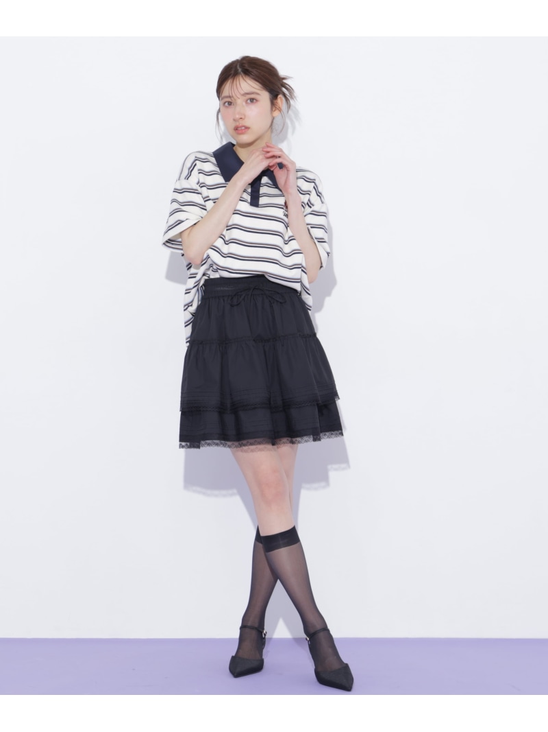 レースフリルミニティアードスカート JILL by JILL STUART ジル バイ ジル スチュアート スカート その他のスカート ブラック ホワイト【先行予約】*【送料無料】[ Fashion]｜JILL by JILL STUART