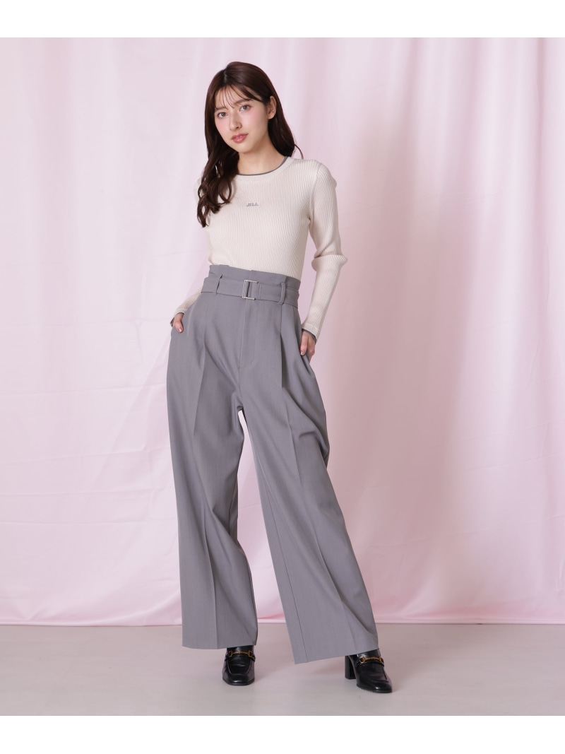＜セットアップ対応＞太ベルト付きスラックスパンツ JILL by JILL STUART ジル バイ ジル スチュアート パンツ その他のパンツ ネイビー ベージュ グレー【送料無料】[ Fashion]