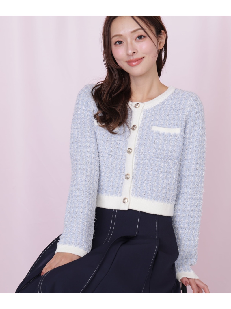 ミックスツイードニットジャケット JILL by JILL STUART ジル バイ ジル スチュアート トップス ニット ピンク グレー ブルー【送料無料】[ Fashion]