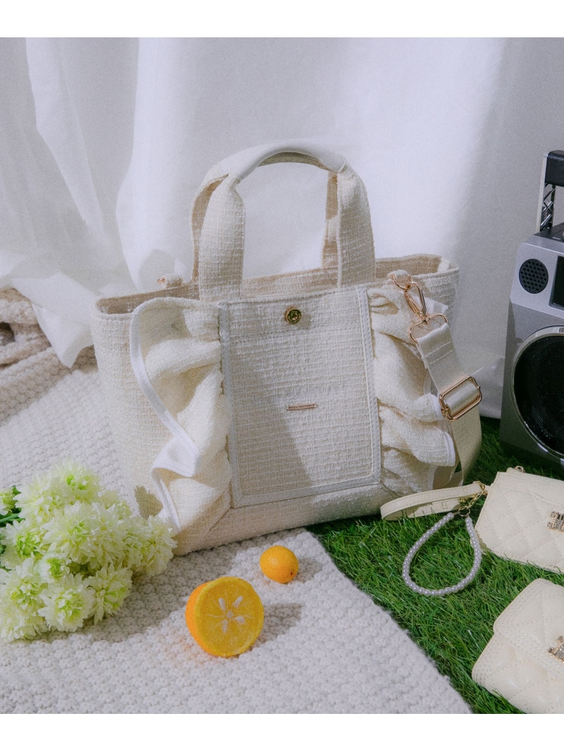 パステルツイードフレームフリルトートバッグ JILL by JILL STUART ジル バイ ジル スチュアート バッグ その他のバッグ ピンク パープル イエロー ブルー【送料無料】[ Fashion]