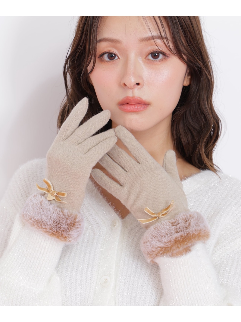 【SALE／37%OFF】ベロアリボンジャージーグローブ JILL by JILL STUART ジル バイ ジル スチュアート ファッション雑貨 手袋 ベージュ グレー ブラック【RBA_E】【送料無料】[ Fashion]