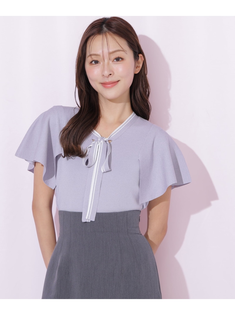 フレアスリーブボウタイニット JILL by JILL STUART 内鰓 バイ 内鰓 スチュアート トップス 編み物 パープル 白いこと 黒いこと【貨物輸送無料】[ Fashion]