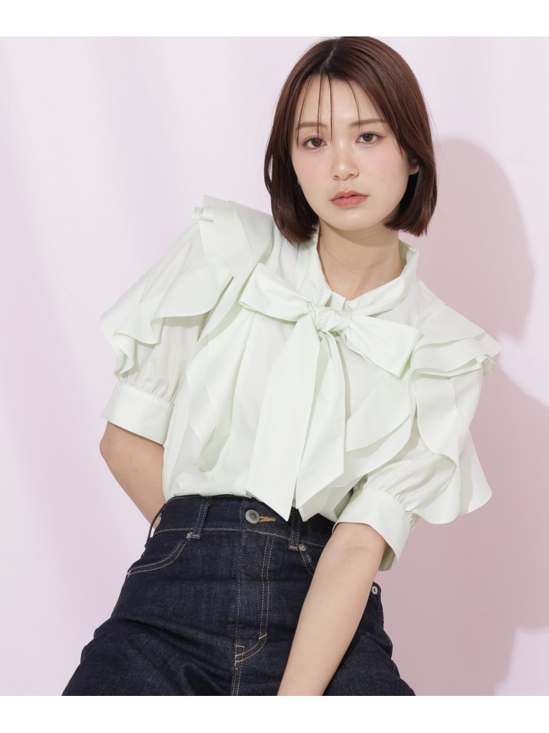 ビッグボウタイブラウス JILL by JILL STUART ジル バイ ジル スチュアート トップス シャツ・ブラウス ホワイト ブルー【送料無料】[ Fashion] 9,605円