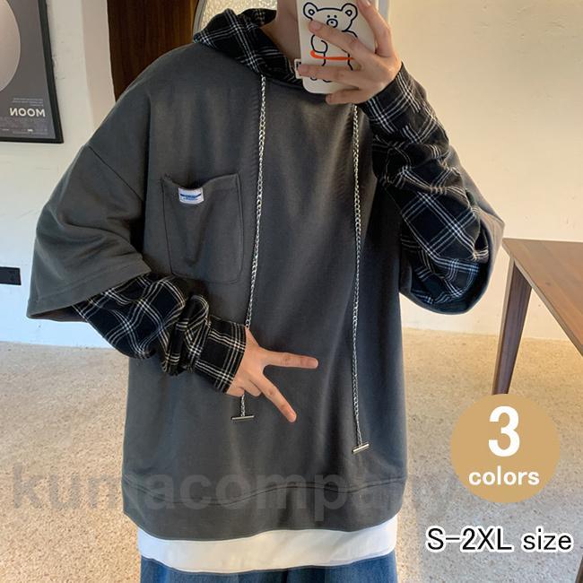 パーカー フーディ M~XL プルオーバー フェイクレイヤード セール】【KANGOL/カンゴール】フェイクレイヤード 袖プリント