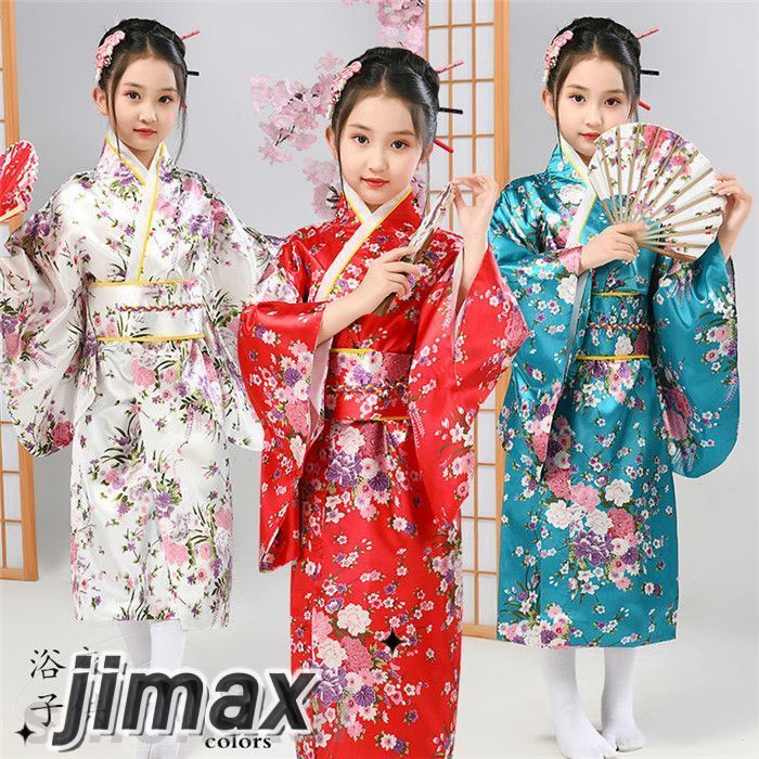 レトロ　キッズ　子供　浴衣　120cm　女の子　リップル　花柄　兵児帯　ブルー レトロ キッズ 子供 浴衣 120cm 女の子 リップル 朝顔 花柄