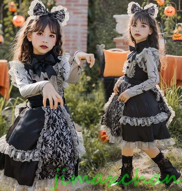 サマー　4点セット/黒天使/魔女/ヴァンパィア 吸血鬼/ハロウィン ハロウィーン Halloween 仮装　キッズ 子供服 女の子 ワンピース ドレス　カラー　魔女　魔法使い