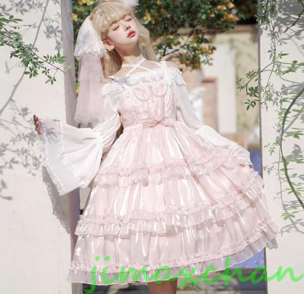 ユミコ ロリータ ピンク ドレス OP 半袖 XL 3L 甘ロリ 苺 zbyji717-1536_1.jpg