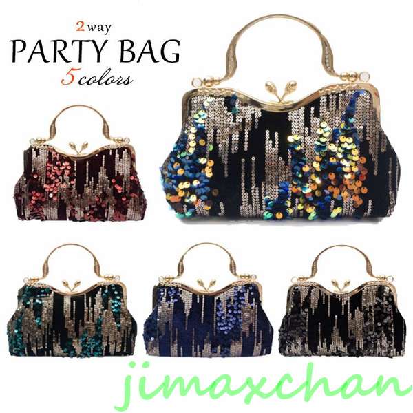 【楽天市場】パーティーバッグ 2way 結婚式バッグ クラッチバッグ 結婚式 スマホショルダー 横型 キラキラバッグ party bag