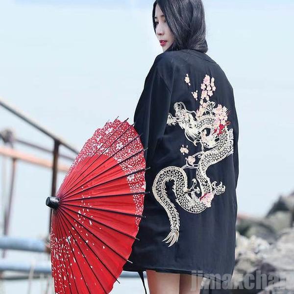 【百貨店SALE銀行割引商いもの】気持ち良い 昇龍と桜 刺しゅう 昇竜 火竜 隠し付き添い人 さくら 半纏 はんてん 法被 ハッピ 長半纏 半天 袢天 半被 鯉 お祝賀会御召しもの 祭禮 神輿 出来事 制服 ジレー