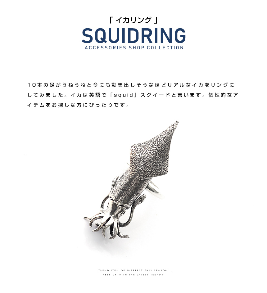 流行に 楽天市場 送料無料 イカ好き必見 イカリング ヤリイカ Big Squid リング 指輪 シルバー925 イカ釣り アオリイカ 餌木 烏賊 イカ メンズ レディース 対応 近畿 母の日 父の日 Jina Bring 格安人気 Fiker Org