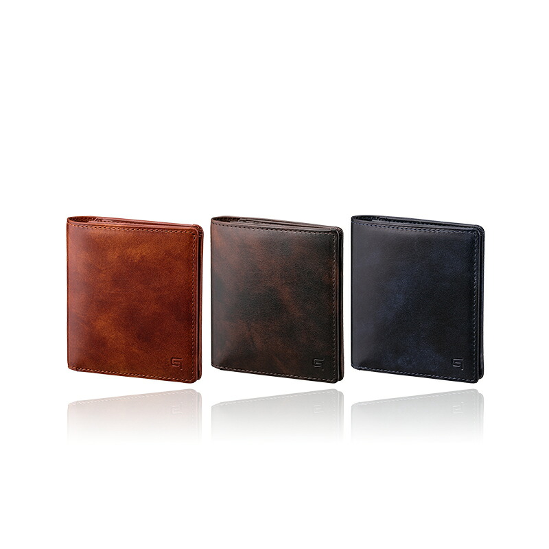 GRAMAS 二つ折り財布 ミュージアムカーフレザー Bi-fold mini Wallet コインケース カードポケット 高級 ビジネス ギフト|ジンコレ 店