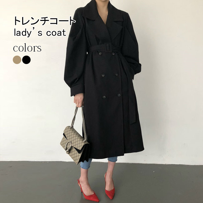 トレンチコート レディース 春厚地の外套 ロング スプリングコート キレイめ 通い 秋厚地の外套 レトロ トレンチ ロング厚地の外套 亭主もち アウター 歳月 通い厚地の外套 テーラードコート 三尺帯付き添い人 駱駝 黒いこと