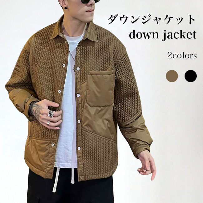 落ち込む上衣 メンズ キルティング上衣 落ち込む入れ 御洒落 向こう見ず 冬上衣 生あたたかい 防寒 防風 上衣 折り襟 スナップボタン 成人男性 前掛け 心地好い アウター 胸隠し