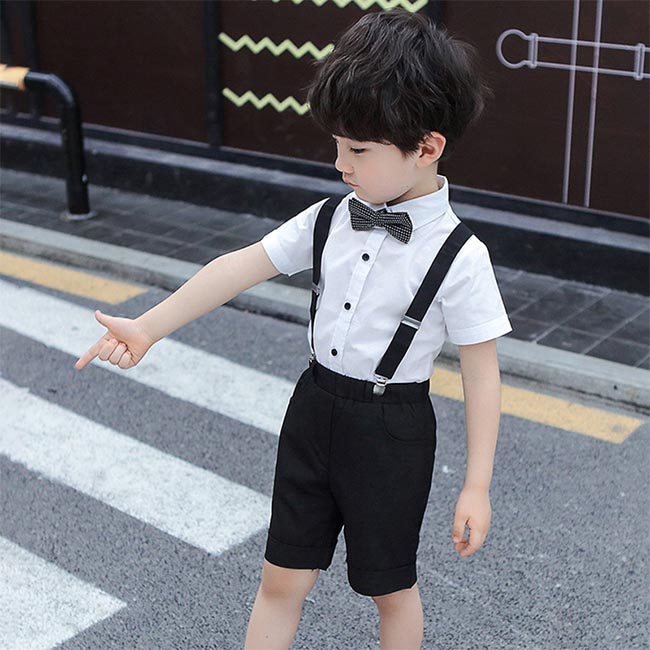 子供 スーツ 男の子 フォーマルセット 半袖シャツ 半ズボン 男児 子供服 セレモニー 夏 キッズ 4点セット フォーマルスーツ ワイシャツ 半袖｜Jinrikisha店