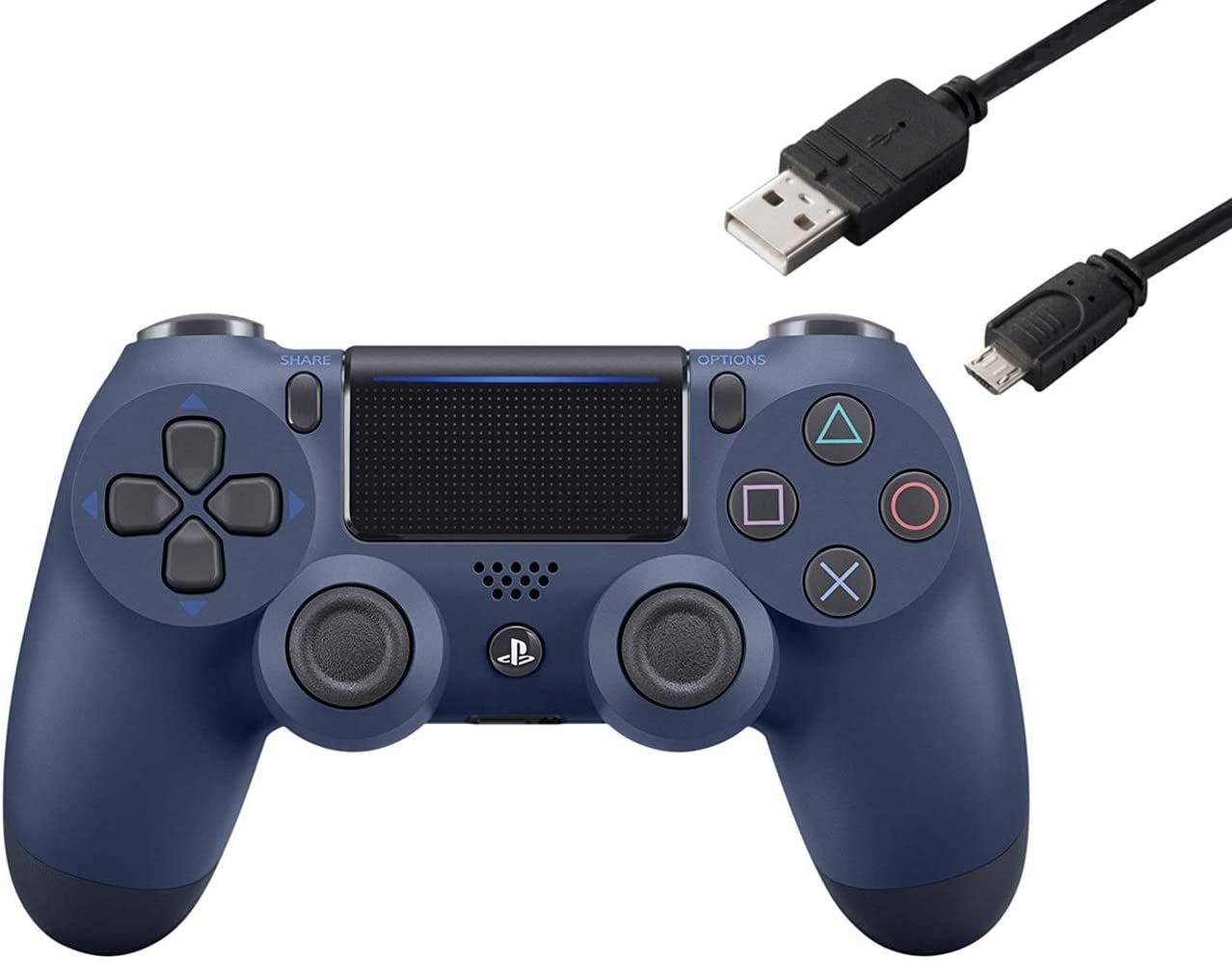 純正品 Cyber ミッドナイト ブルー Cyber Dualshock 純正品 ワイヤレスコントローラー ワイヤレスコントローラー 迅速な発送を心がけております 4 Dualshock Ps4用コントローラー充電ケーブル3m 仁友堂 店