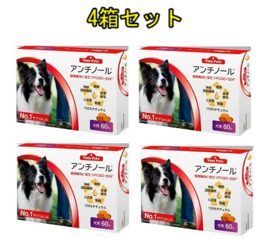 大きな割引 アンチノール 犬用60粒 4箱セット 健康 関節 腎臓 心血管 認知症 サプリメント fucoa.cl