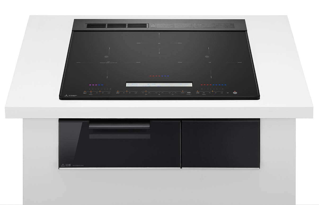 三菱 ビルトはたご屋IH煮炊き暖房器【幅60珊】【鉄・ステンレス鋼相応う】（引っ敷き黒いこと） CS-R20A6-B MITSUBISHI CROSS TOPつづき物 ih煮炊き暖房器 3口 [CSR20A6B] IH クッキングヒーター・電気コンロ-家電